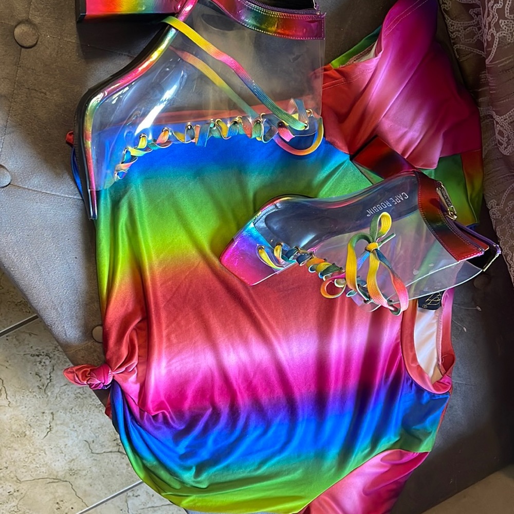 Rainbow top and boots set
